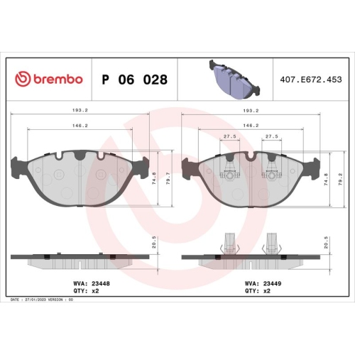 BREMBO Bremsbelagsatz, Scheibenbremse PRIME LINE