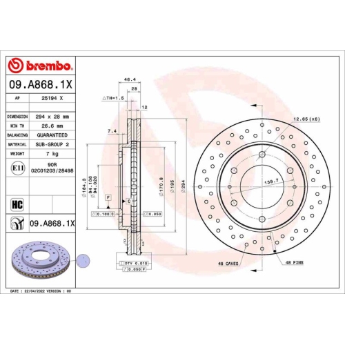 BREMBO Bremsscheibe XTRA LINE - Xtra