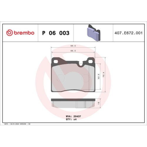 BREMBO Bremsbelagsatz, Scheibenbremse PRIME LINE