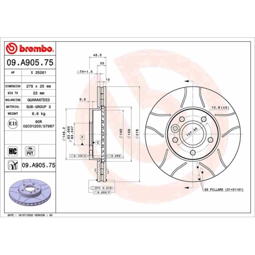 BREMBO Bremsscheibe XTRA LINE - Xtra