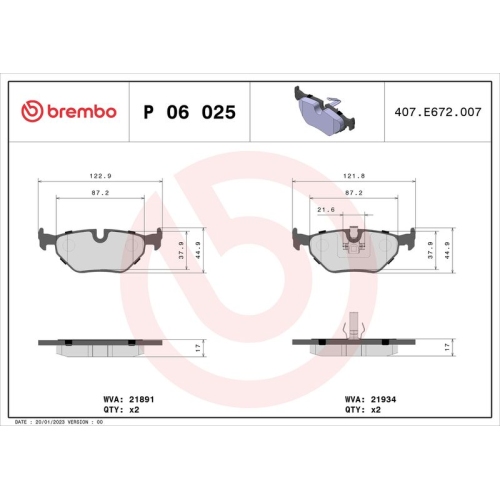 BREMBO Bremsbelagsatz, Scheibenbremse PRIME LINE