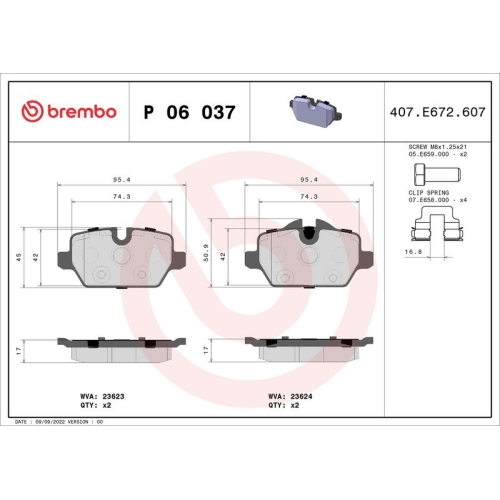 BREMBO Bremsbelagsatz, Scheibenbremse XTRA LINE