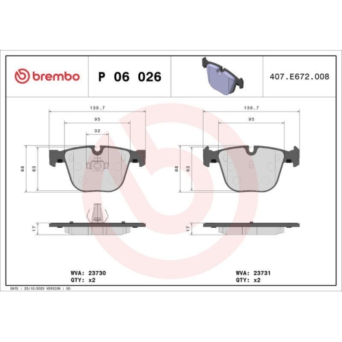 BREMBO Bremsbelagsatz, Scheibenbremse PRIME LINE