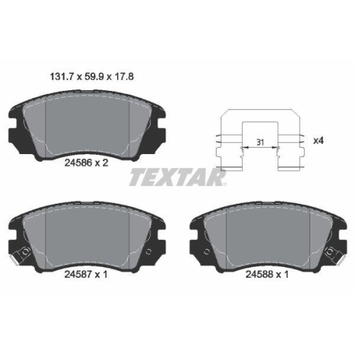 TEXTAR Bremsbelagsatz, Scheibenbremse Q+