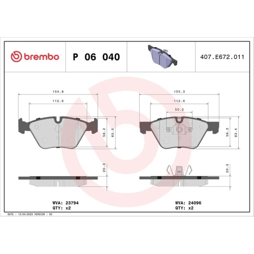 BREMBO Bremsbelagsatz, Scheibenbremse XTRA LINE