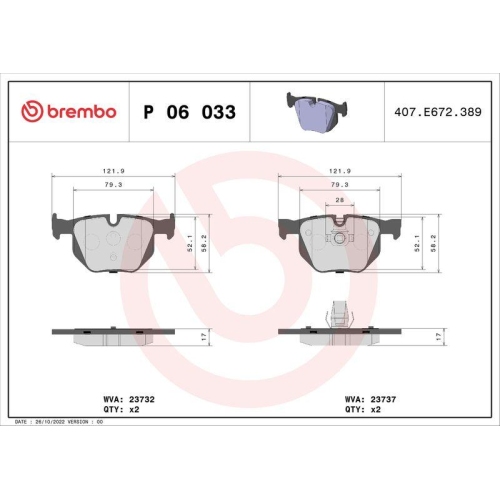 BREMBO Bremsbelagsatz, Scheibenbremse XTRA LINE