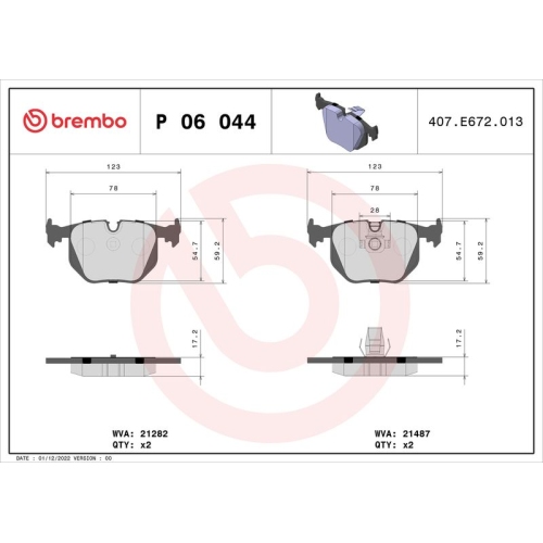 BREMBO Bremsbelagsatz, Scheibenbremse PRIME LINE