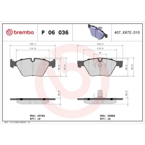 BREMBO Bremsbelagsatz, Scheibenbremse PRIME LINE