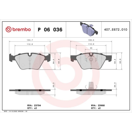 BREMBO Bremsbelagsatz, Scheibenbremse PRIME LINE