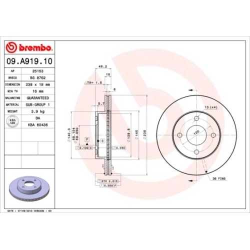 BREMBO Bremsscheibe PRIME LINE