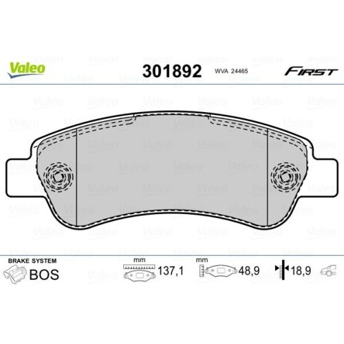 VALEO Bremsbelagsatz, Scheibenbremse FIRST