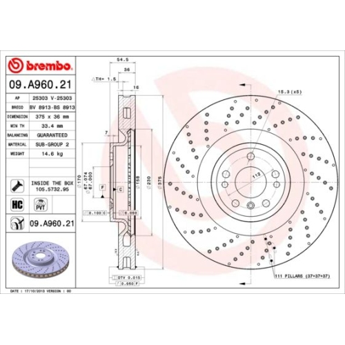 BREMBO Bremsscheibe PRIME LINE - UV Coated