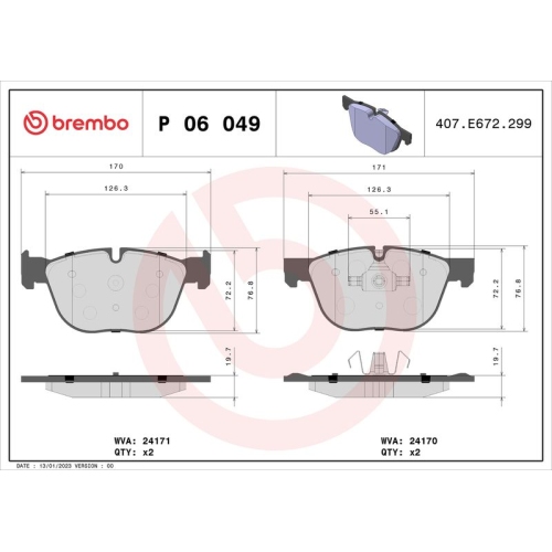 BREMBO Bremsbelagsatz, Scheibenbremse PRIME LINE