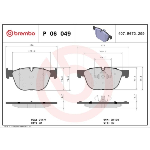 BREMBO Bremsbelagsatz, Scheibenbremse PRIME LINE