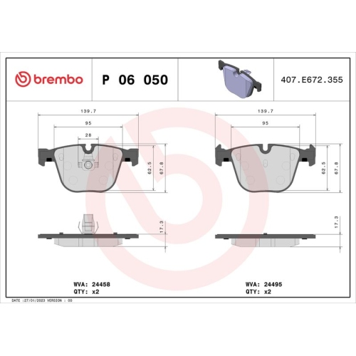 BREMBO Bremsbelagsatz, Scheibenbremse PRIME LINE