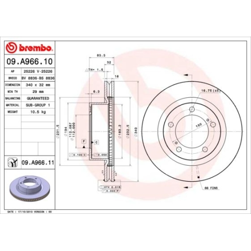 BREMBO Bremsscheibe PRIME LINE - UV Coated