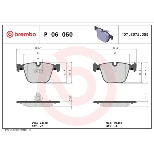 BREMBO Bremsbelagsatz, Scheibenbremse PRIME LINE