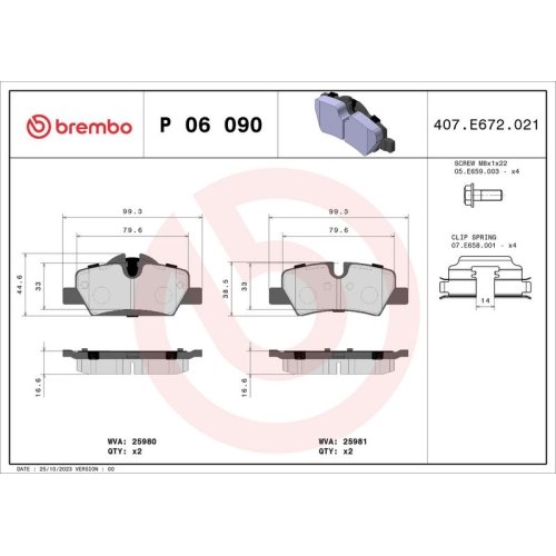 BREMBO Bremsbelagsatz, Scheibenbremse PRIME LINE