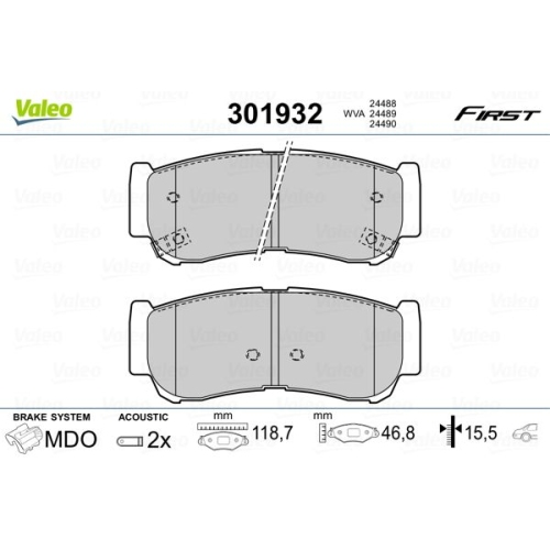 VALEO Bremsbelagsatz, Scheibenbremse FIRST