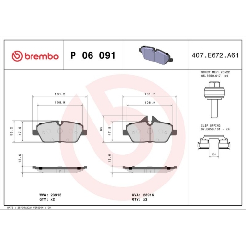 BREMBO Bremsbelagsatz, Scheibenbremse PRIME LINE