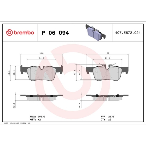 BREMBO Bremsbelagsatz, Scheibenbremse PRIME LINE