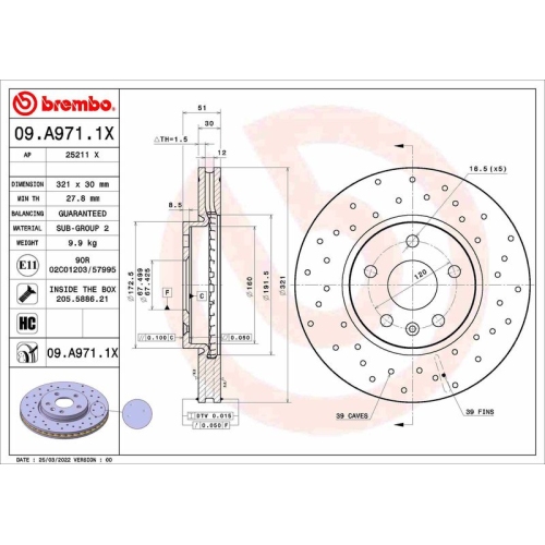 BREMBO Bremsscheibe XTRA LINE - Xtra