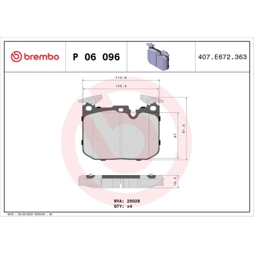 BREMBO Bremsbelagsatz, Scheibenbremse PRIME LINE