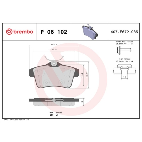 BREMBO Bremsbelagsatz, Scheibenbremse PRIME LINE