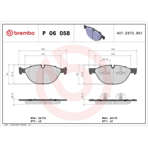 BREMBO Bremsbelagsatz, Scheibenbremse PRIME LINE