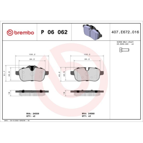 BREMBO Bremsbelagsatz, Scheibenbremse PRIME LINE