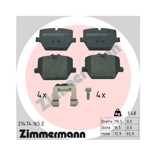 ZIMMERMANN Bremsbelagsatz, Scheibenbremse