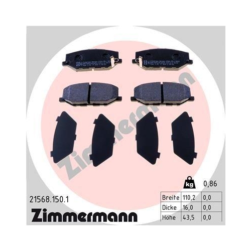 ZIMMERMANN Bremsbelagsatz, Scheibenbremse