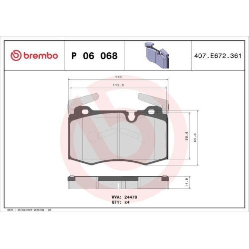 BREMBO Bremsbelagsatz, Scheibenbremse PRIME LINE