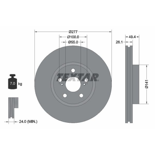 TEXTAR Bremsscheibe PRO