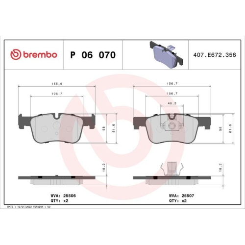 BREMBO Bremsbelagsatz, Scheibenbremse PRIME LINE