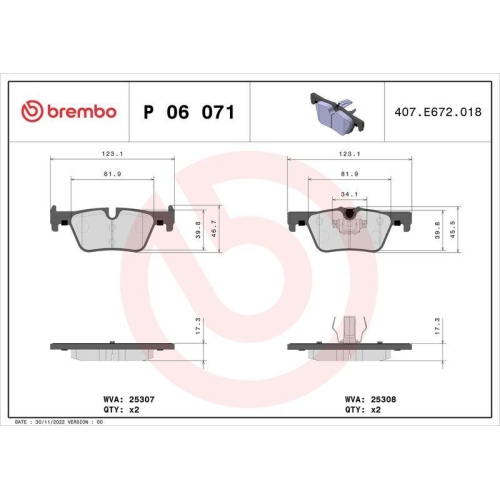 BREMBO Bremsbelagsatz, Scheibenbremse PRIME LINE