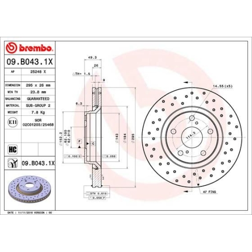 BREMBO Bremsscheibe XTRA LINE - Xtra