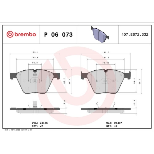 BREMBO Bremsbelagsatz, Scheibenbremse PRIME LINE