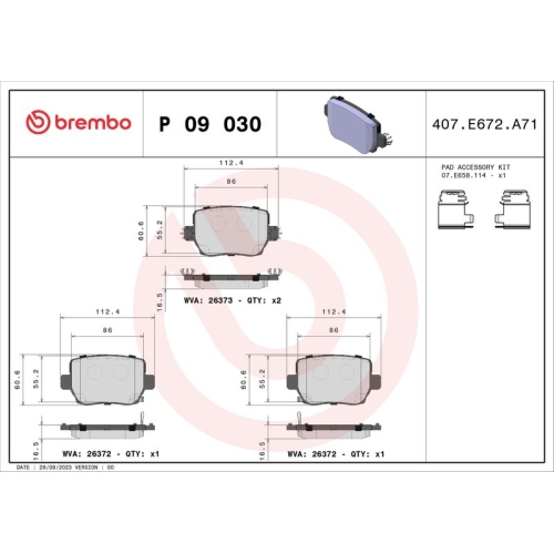 BREMBO Bremsbelagsatz, Scheibenbremse PRIME LINE