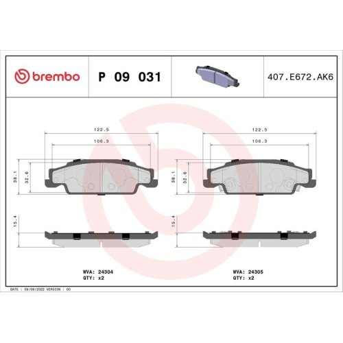 BREMBO Bremsbelagsatz, Scheibenbremse PRIME LINE