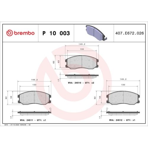 BREMBO Bremsbelagsatz, Scheibenbremse PRIME LINE