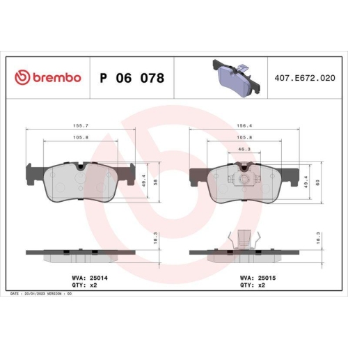 BREMBO Bremsbelagsatz, Scheibenbremse PRIME LINE