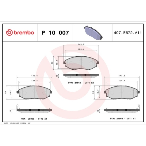 BREMBO Bremsbelagsatz, Scheibenbremse PRIME LINE