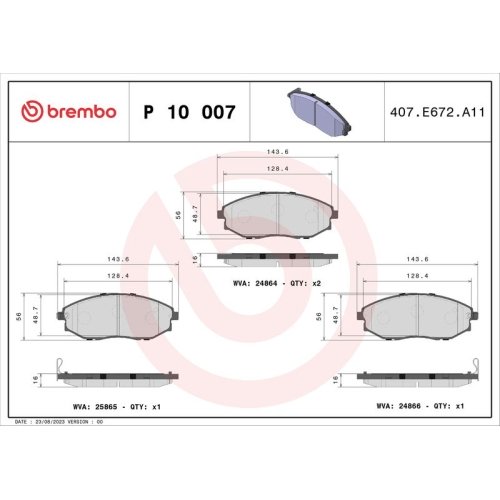 BREMBO Bremsbelagsatz, Scheibenbremse PRIME LINE