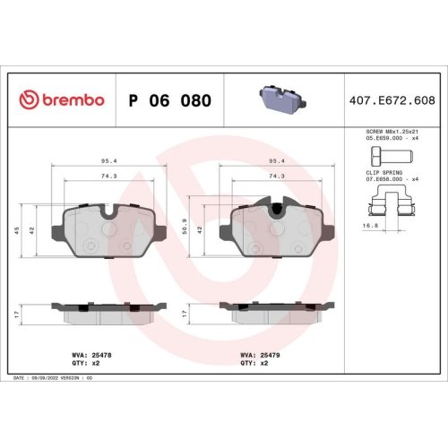 BREMBO Bremsbelagsatz, Scheibenbremse PRIME LINE