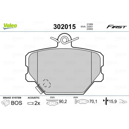 VALEO Bremsbelagsatz, Scheibenbremse FIRST
