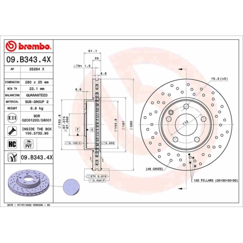 BREMBO Bremsscheibe XTRA LINE - Xtra