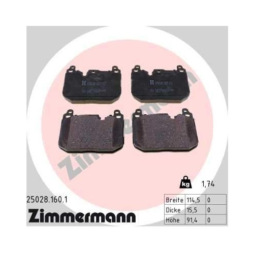 ZIMMERMANN Bremsbelagsatz, Scheibenbremse