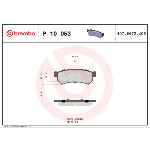 BREMBO Bremsbelagsatz, Scheibenbremse PRIME LINE