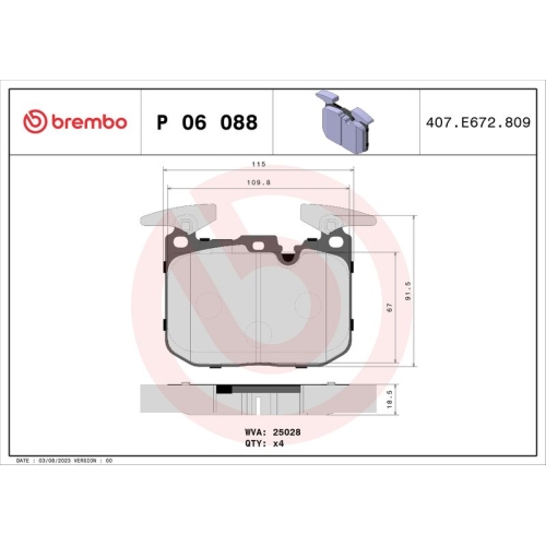 BREMBO Bremsbelagsatz, Scheibenbremse PRIME LINE